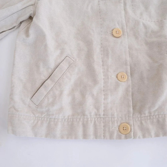 Vintage Ann Taylor Beige  40% Linen 60% Cotton Button Up Ligheightt Jacket XS - Picture 4 of 10